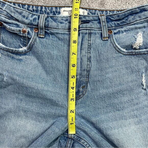 Abercrombie & Fitch Jeans Women’s 27 Short Blue Skinny High Rise Ripped Holes - Picture 10 of 13